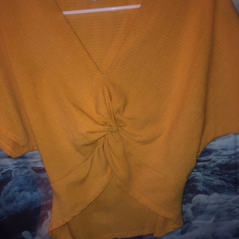 Zara mustard yellow scrunched blouse